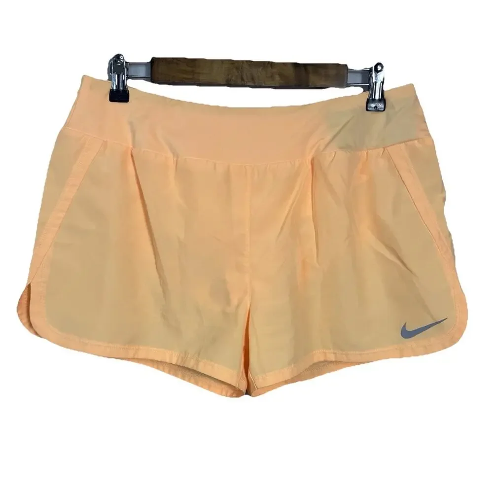 Nike Dri Fit Running Shorts Women Large Peach 3” Inseam Lined Athletic Gym
